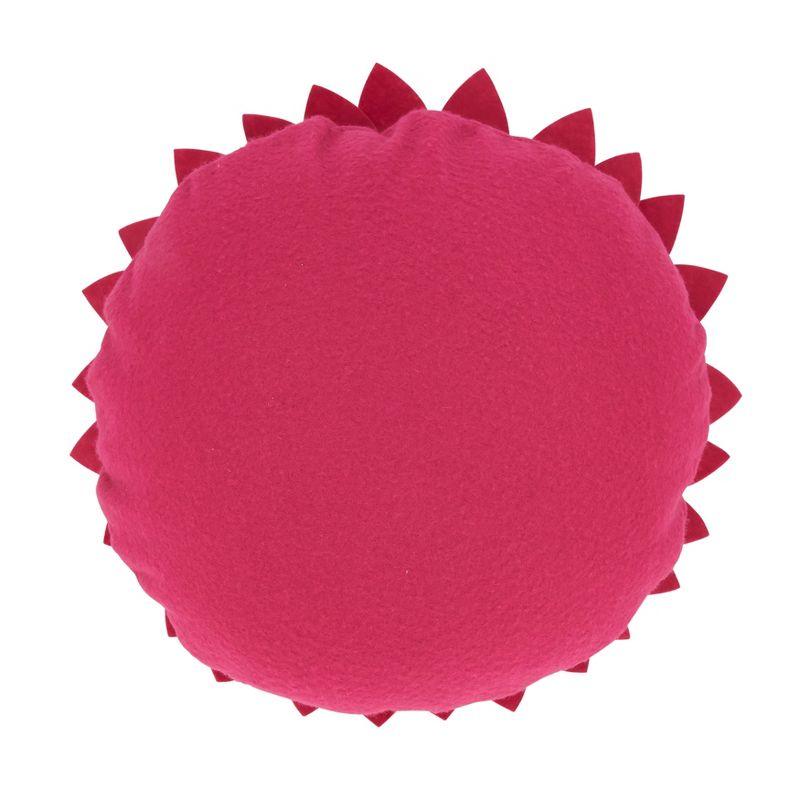 Fuchsia Felt Flower Appliqued Round Throw Pillow, 19.5"