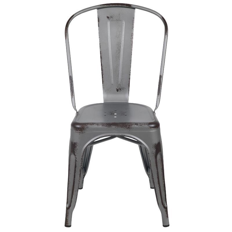 Flash Furniture Commercial Grade Distressed Metal Indoor-Outdoor Stackable Chair