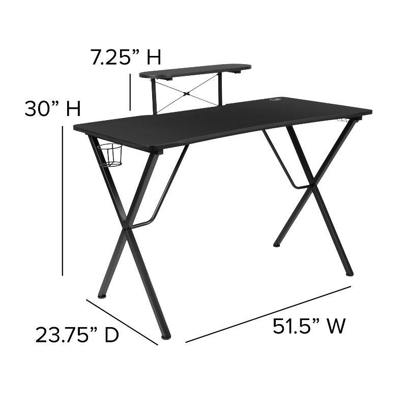 Flash Furniture Black Gaming Desk with Cup Holder, Headphone Hook, and Monitor/Smartphone Stand