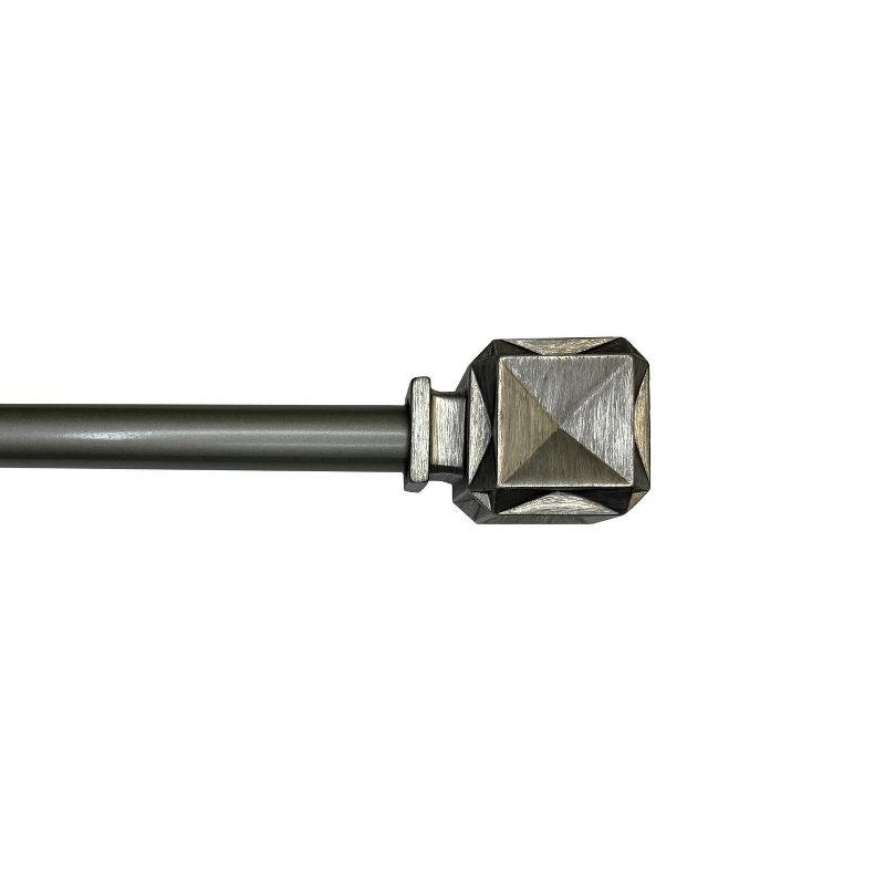 Versailles Scencillo Boxy Steel Heavy Duty Curtain Rod Set for Windows 36" - 72" Antique Silver