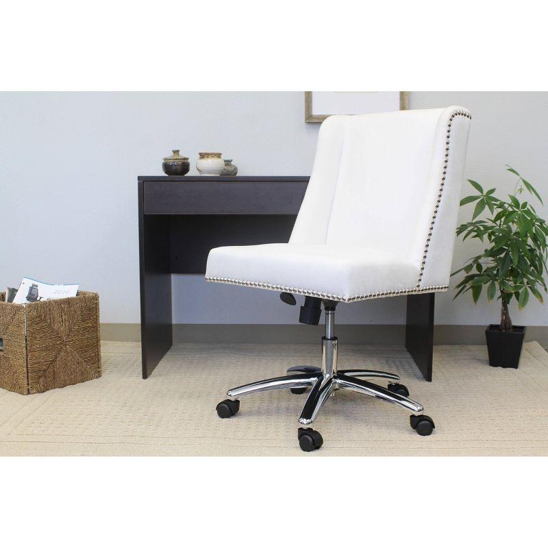 Decorative Task Chair White - Boss: Chrome Base, Swivel, Adjustable Height, Metal Frame, Casters