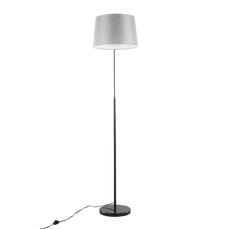 LumiSource March Contemporary Floor Lamp: Marble Base, Linen Drum Shade, UL Listed, 60W