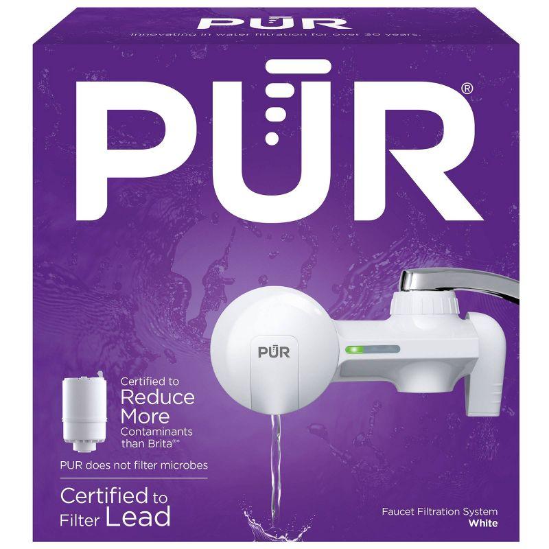 PUR Faucet Mount Water Filtration System, Powerful Filtration with Lead Reduction, Horizontal, White, PFM150W