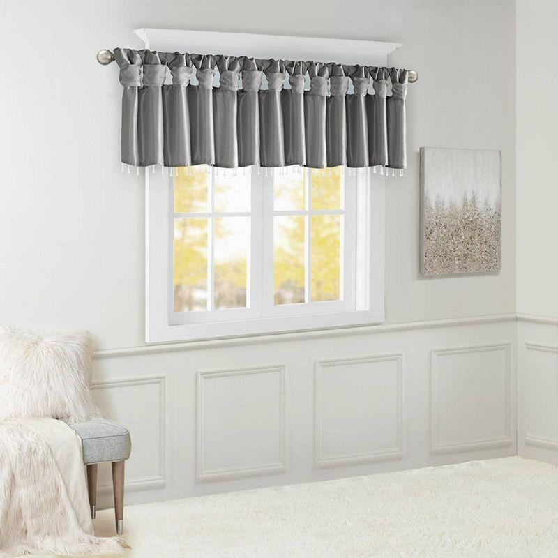 Madison Park Emilia Lightweight Faux Silk Single Valance with Beads