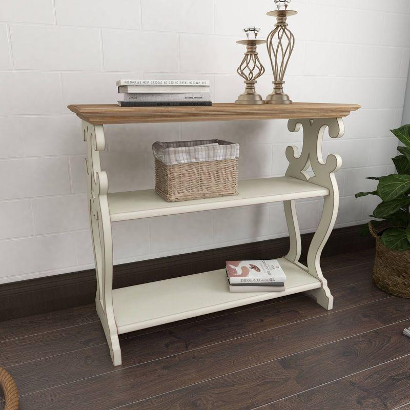 Farmhouse Wood Console Table Off White - Olivia & May: 2-Shelf Design, Tall Profile