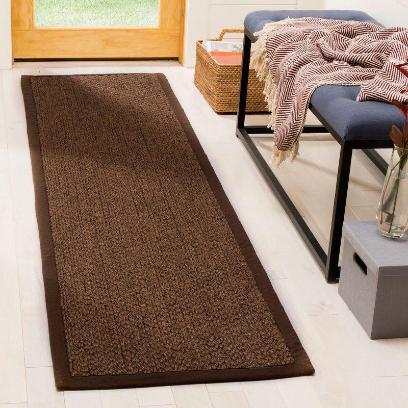 Chocolate Brown Cotton Tufted Runner Rug with Non-slip Backing