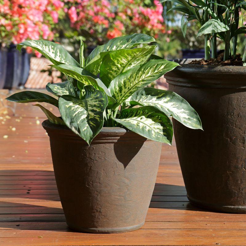 Sunnydaze Indoor/Outdoor Patio, Garden, or Porch Weather-Resistant Double-Walled Anjelica Flower Pot Planter - 16" - Rust Finish