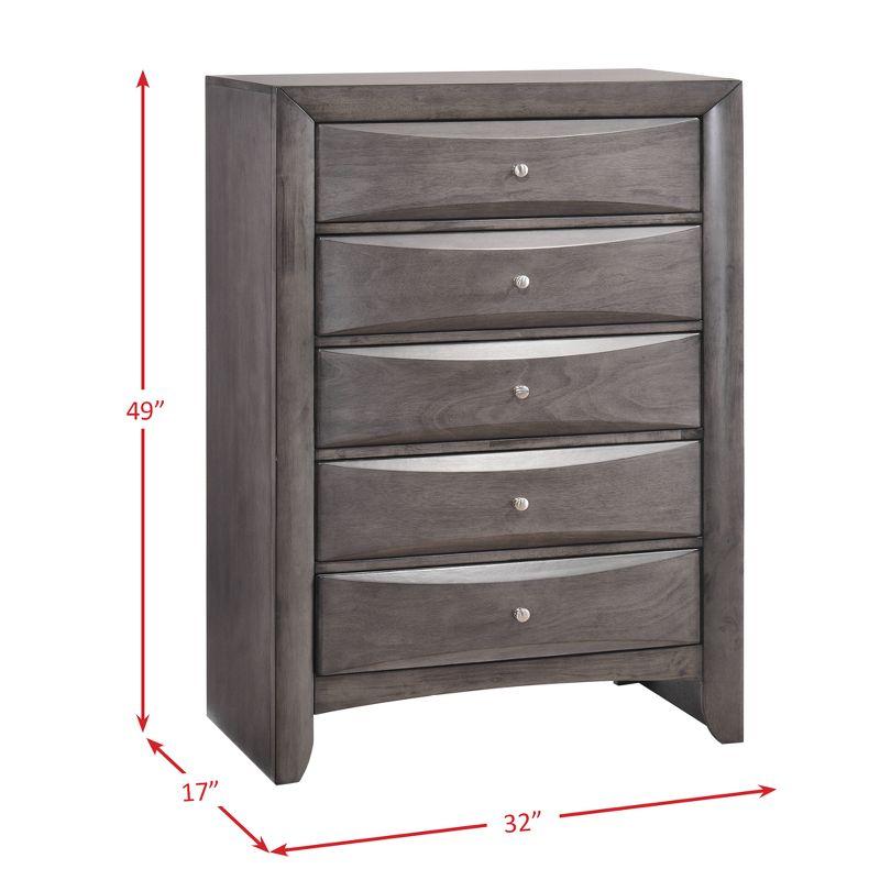 Madison Chest Gray - Picket House Furnishings: 5-Drawer Vertical Storage, Bedroom Organizer