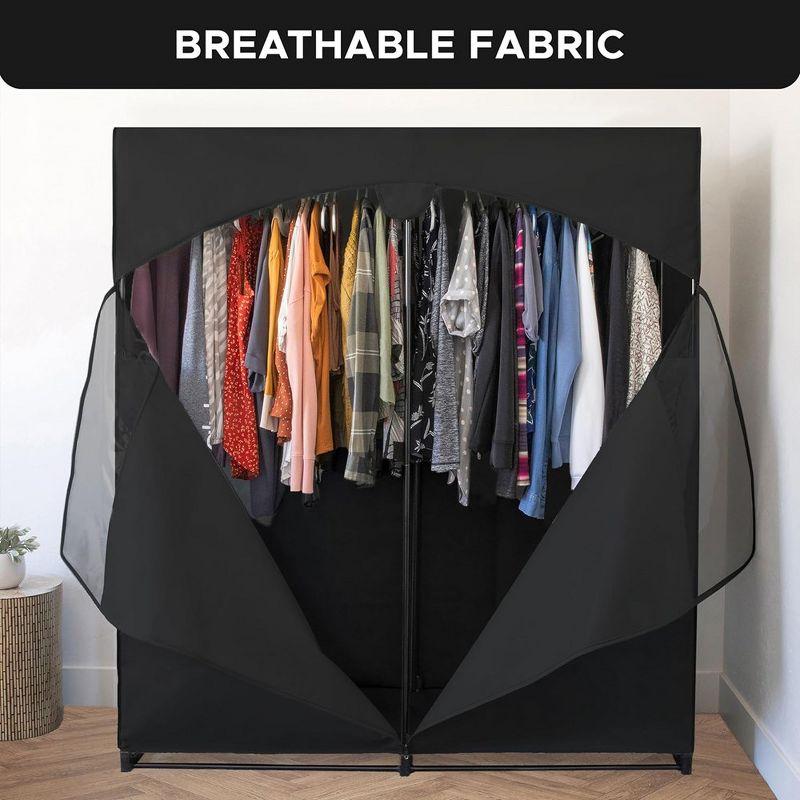 Hold N' Storage - Portable Wardrobe Closet with Metal Hanging Rod - Black