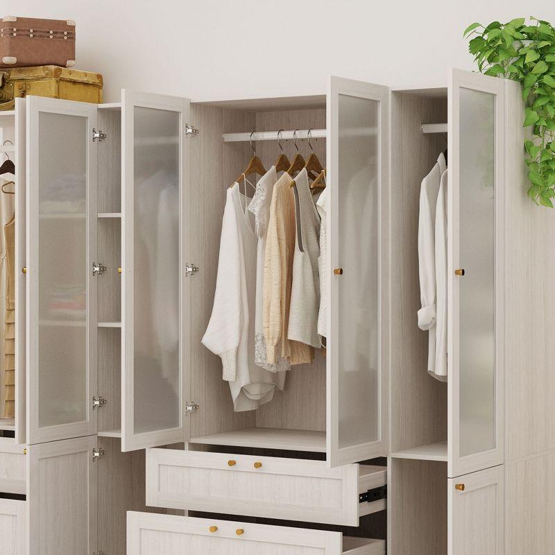 FUFU&GAGA Modern Simple Wardrobe Frosted Glass Door Combination Clothes Storage Cabinet Armoire