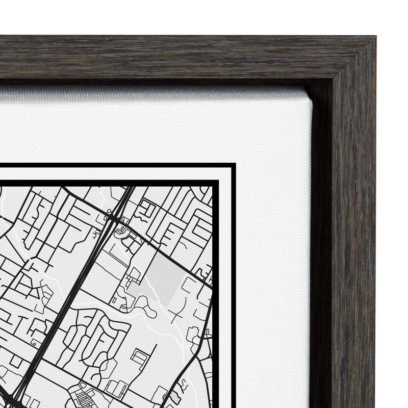 Austin Modern Map Framed Canvas Wall Art, 18x24, Dark Gray