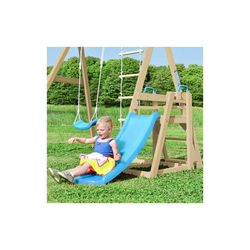 Wooden Swing Set with Slide