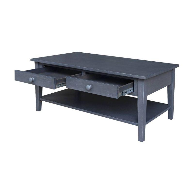 International Concepts Spencer Coffee Table Antique Washed Heather Gray: Solid Wood, Parawood, Rectangle