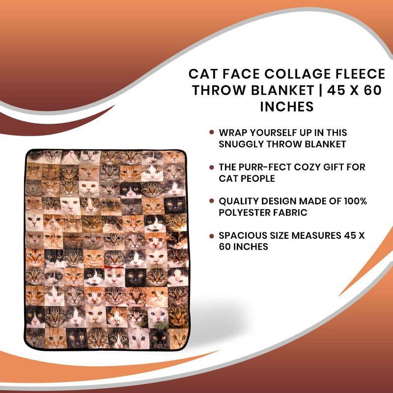 Toynk Cat Face Collage Fleece Throw Blanket | 45 x 60 Inches