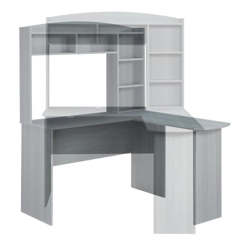 Modern Gray L-Shaped Desk with Hutch and Storage