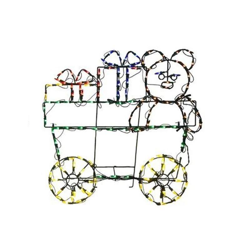 ProductWorks Pro-Line 60 Inch 2 Piece Holiday Toy Train Set Indoor/Outdoor Christmas Yard Decoration, 420 Animated LED Multi-Color Lights