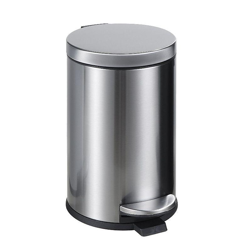 Silver Round Pedal Trash Can with Plastic Inner Bucket