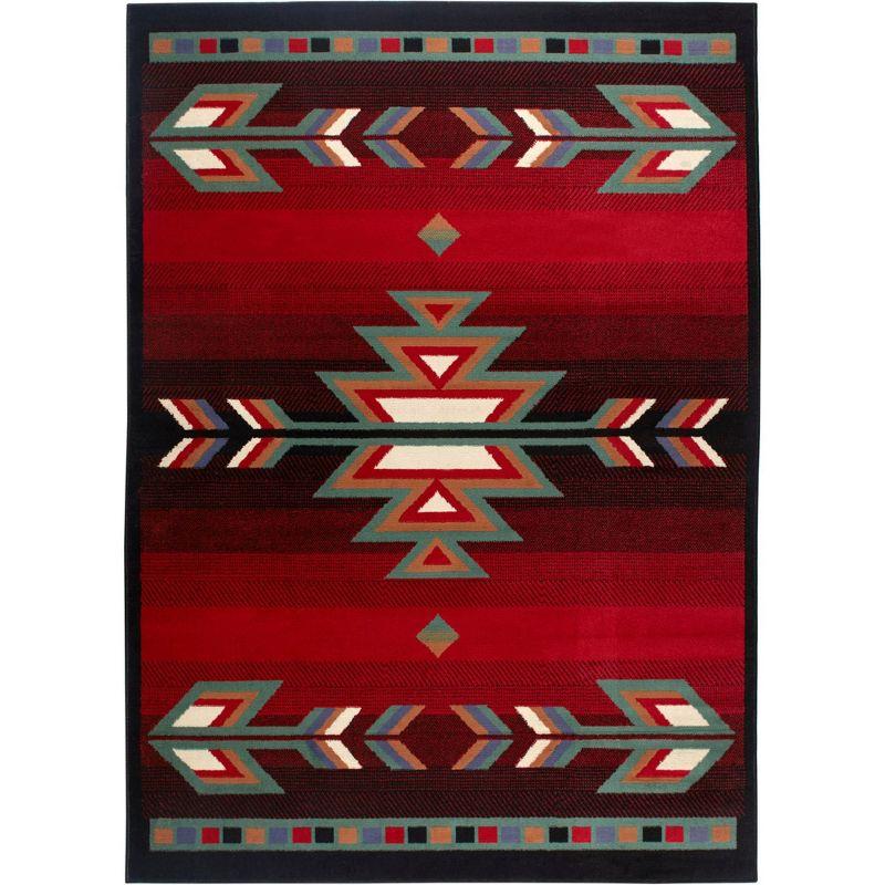 Southwestern Geometric Black and Red 9' x 12' Synthetic Area Rug