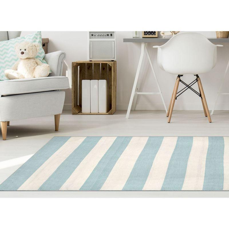 Navy Stripe Handwoven Synthetic 8' x 10' Reversible Rug