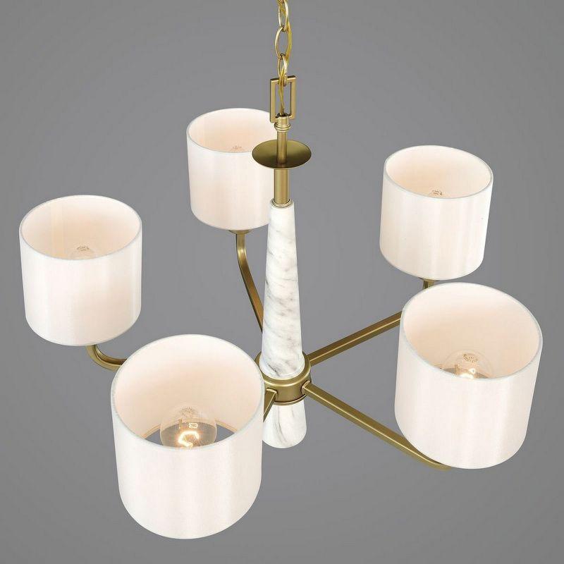 Palacio Vintage Gold Chandelier with White Silk Shades