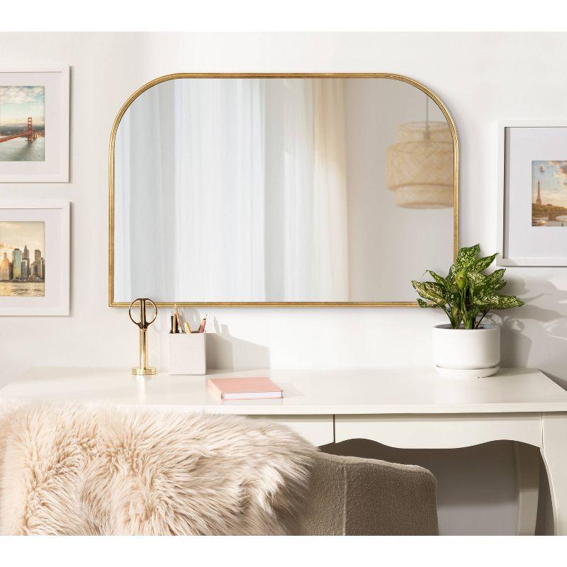 Gold Arched Wall Mirror with Wood Frame, 36 x 24