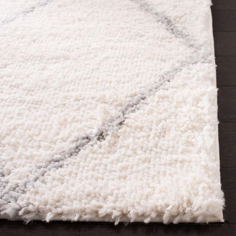 Parma Shag PMA515 Power Loomed Indoor Runner Rug - 2'3"x11' - Cream/Grey - Safavieh