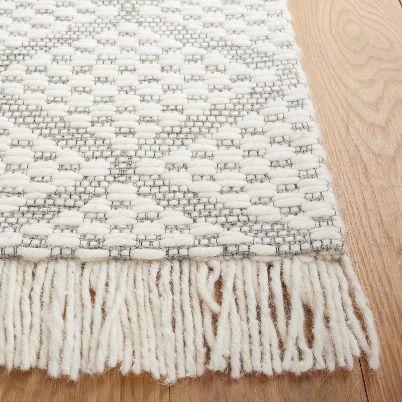 Ivory Round Flat Woven Handmade Wool Rug, 47"