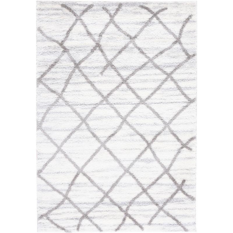 Tahoe Gray and White Geometric Shag Area Rug