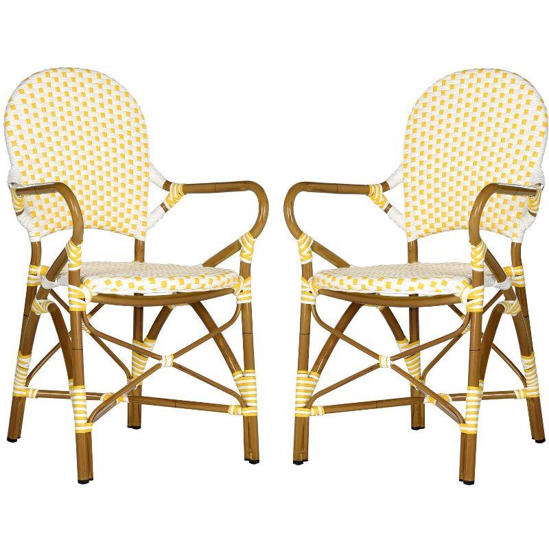 Hooper Arm Chair (Set Of 2) - Indoor/Outdoor - FOX5209 - Yellow/White - Safavieh