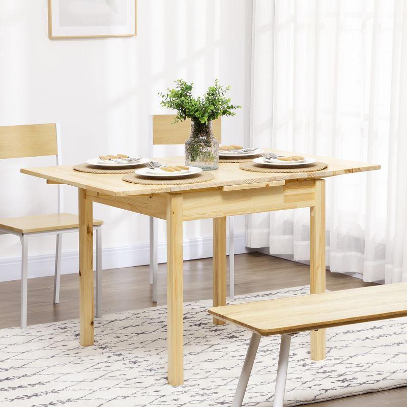 Natural Pinewood Drop Leaf Extendable Dining Table