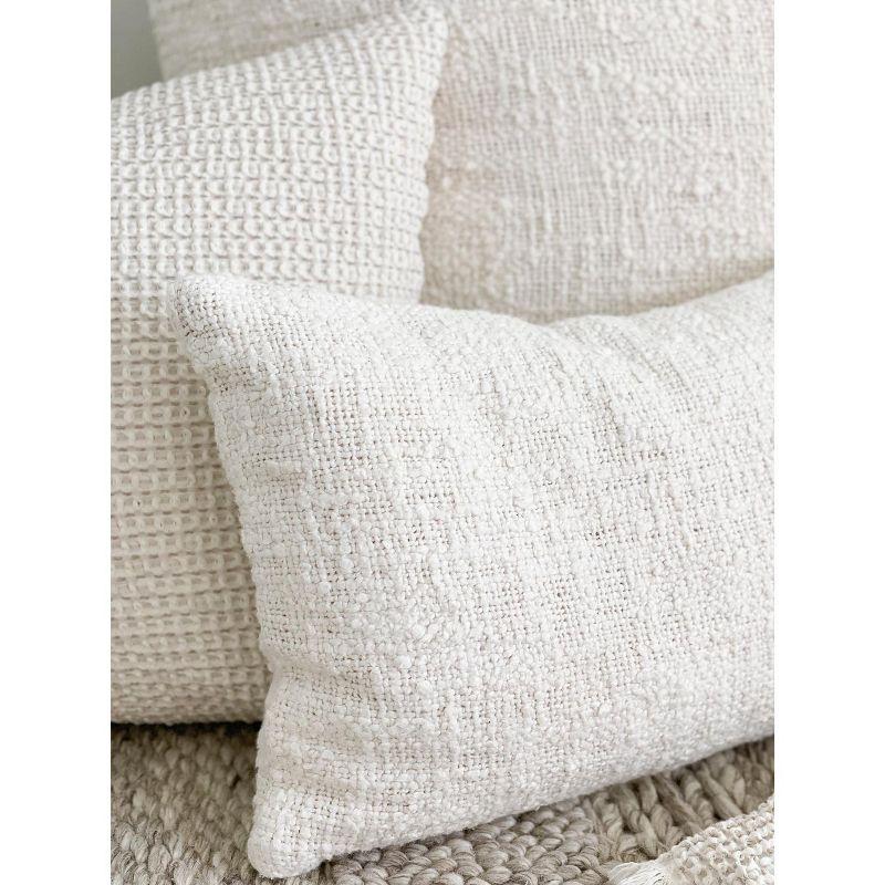 Cozy Cotton White Boucle Lumbar Pillow 14x20