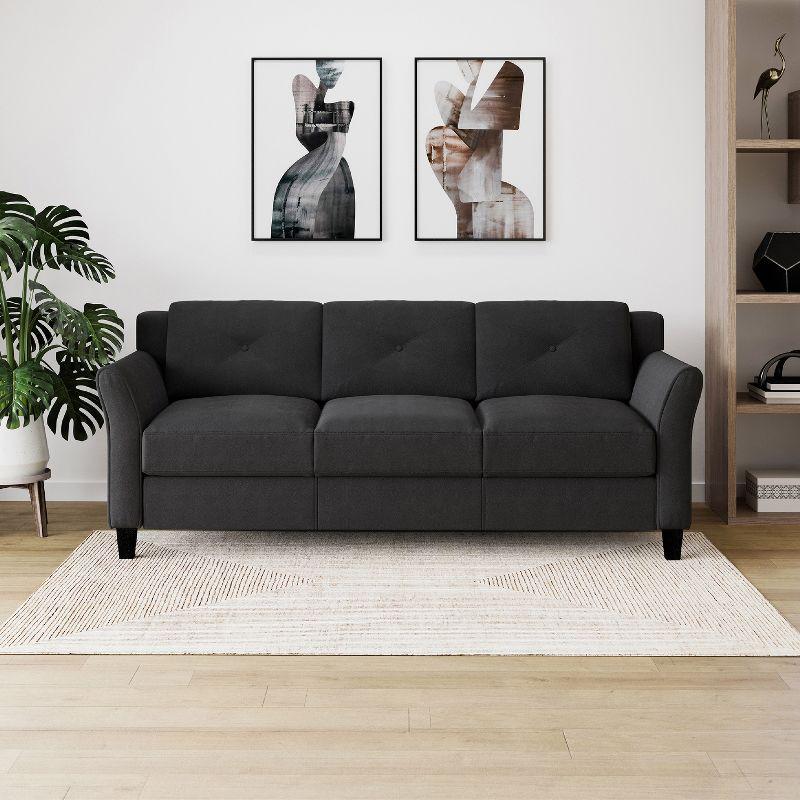 Harper Tufted Microfiber Sofa Black - Lifestyle Solutions