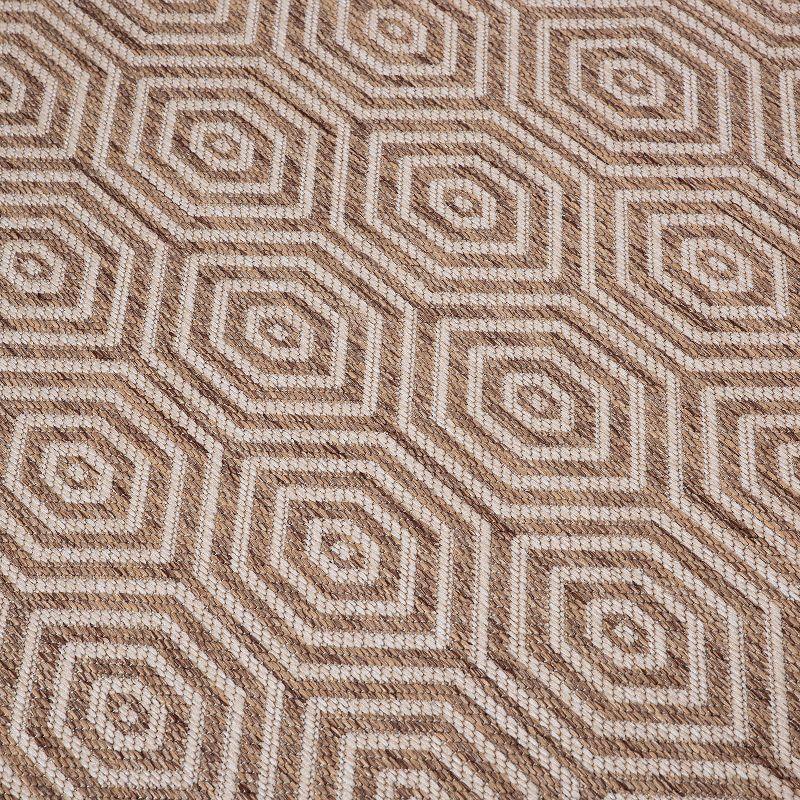 World Rug Gallery Modern Geometric Textured Flat Weave Indoor/Outdoor Area Rug - BROWN 7'10"X10'