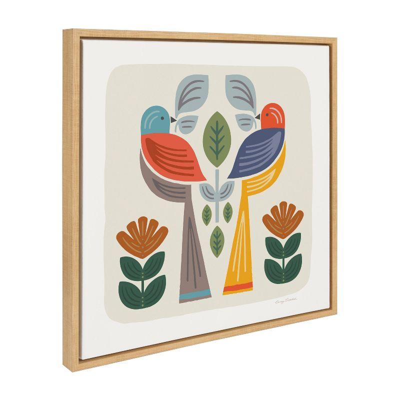 Kate & Laurel All Things Decor 22"x22" Sylvie Folk Birds Harvest Wall Art by Carey Copeland Natural Mid-Century Colorful Bird
