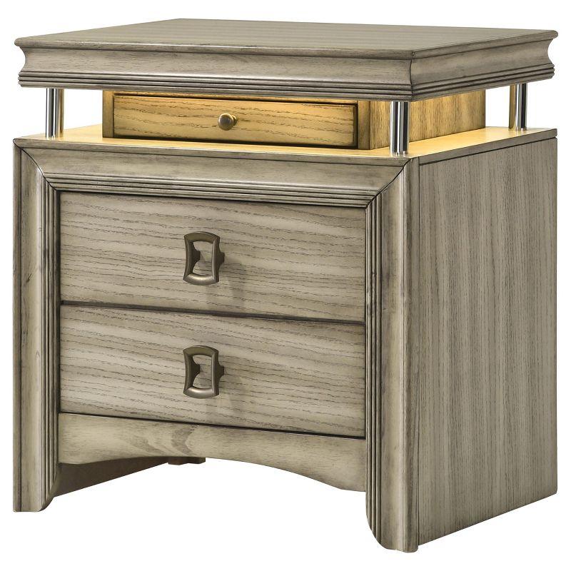 Coaster Home Furnishings Giselle 3-Drawer Nightstand Bedside Table with LED Rustic Beige