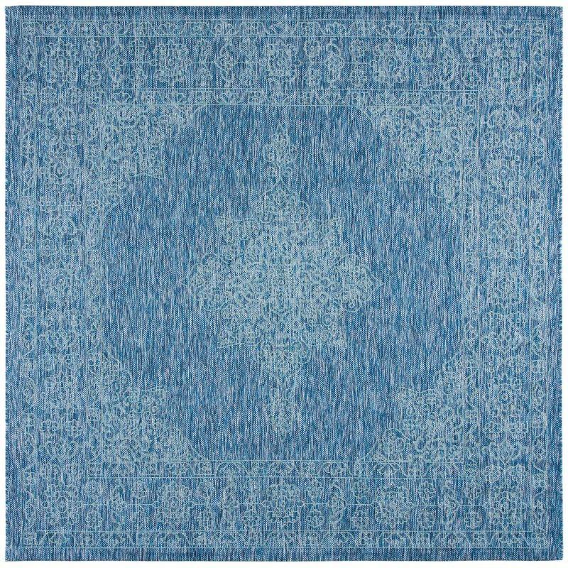 Courtyard CY8232 Power Loomed Indoor/Outdoor Area Rug - Navy/Ivory - 6'7"x6'7" - Safavieh.