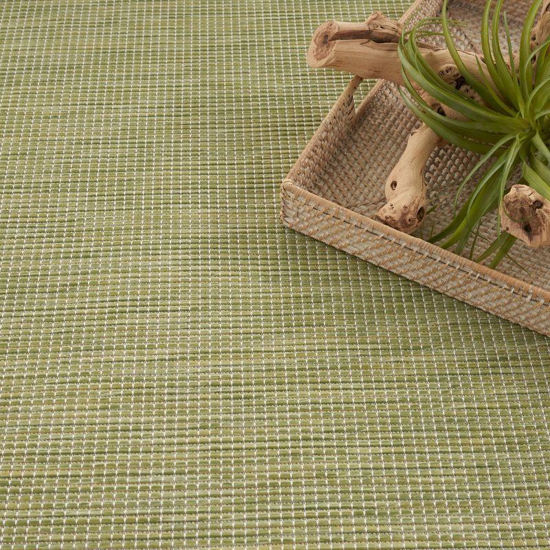 Nourison Positano Solid Flatweave Low Pile Indoor Outdoor Area Rug Green 7' x 10'