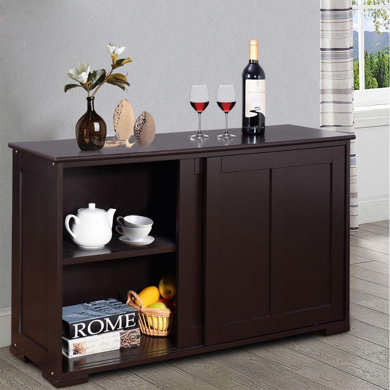 Dark Brown Painted Composite Wood Kitchen Storage Cabinet