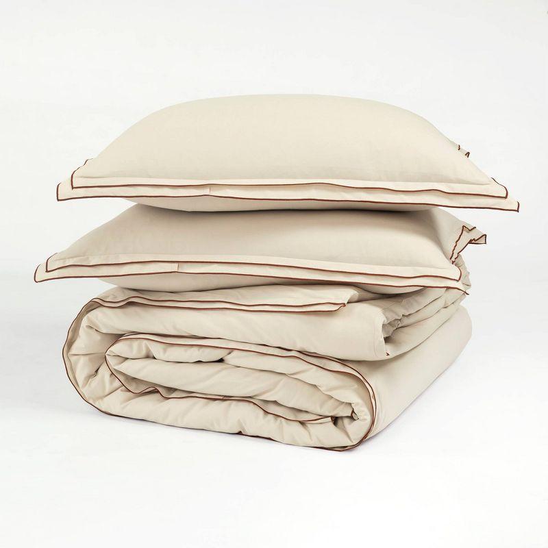 Hampton Double Flange Embroidered Contrast Edge Comforter 3 Pieces Set