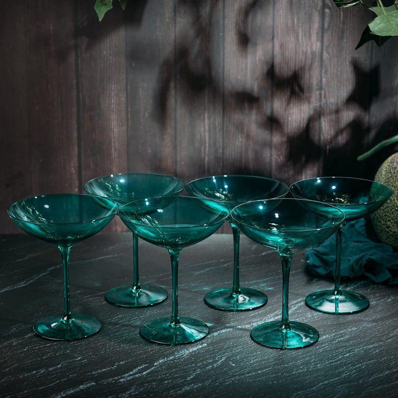 The Wine Savant Teal Colored Champagne & Cocktail Glasses, Beautiful Addition to Home Bar with a Unique Style & Decor - 6 pk