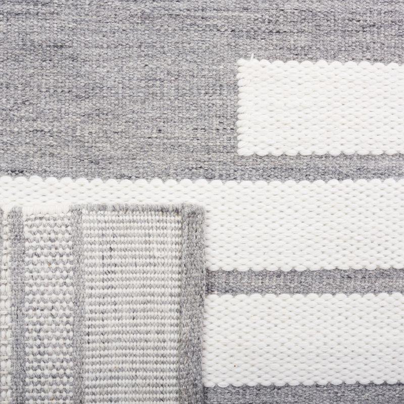 Ivory and Grey 6' x 9' Flatweave Striped Wool Rug