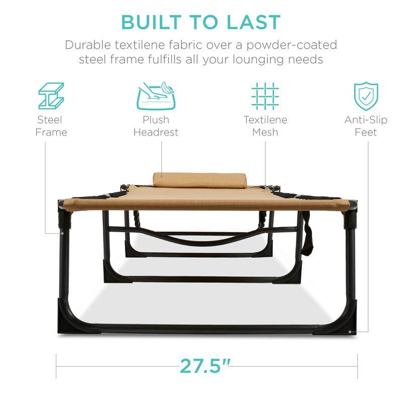 Best Choice Products Patio Chaise Lounge Chair, Outdoor Portable Adjustable Pool Recliner w/ Pillow - Tan