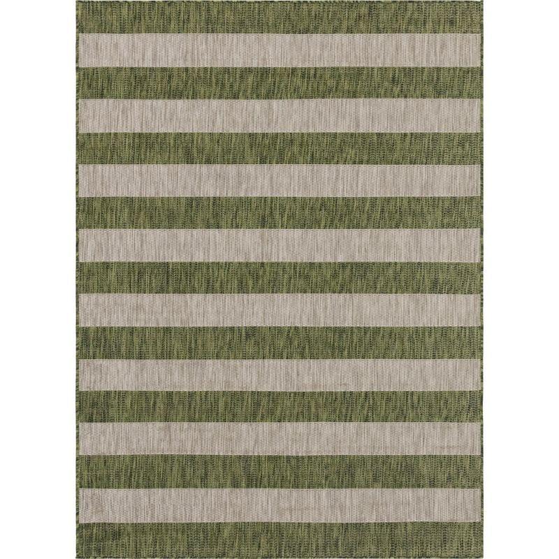 Unique Loom Outdoor Striped Distressed Stripe Striped Woven Area Rug