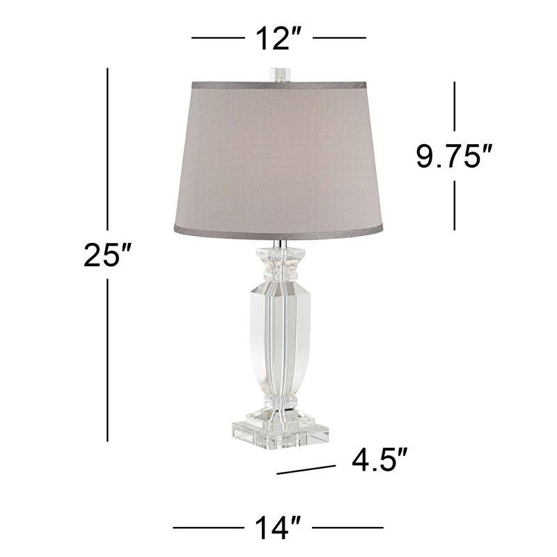 Vienna Full Spectrum Traditional Table Lamp 25" High Crystal Body Gray Tapered Drum Shade for Living Room Bedroom Bedside Nightstand Family