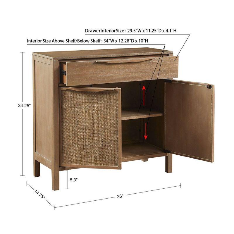 Addison Accent Chest Natural - Madison Park: Solid Wood, Cane Webbing, Storage Shelf, Locking Doors