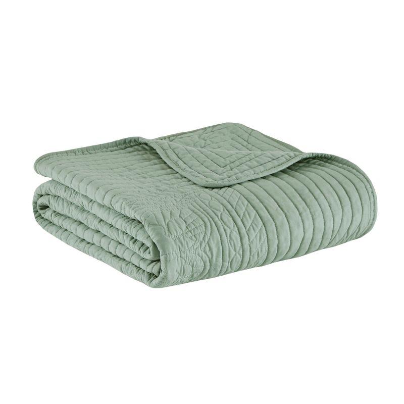 Seafoam Oversized Quilted Throw with Scalloped Edges