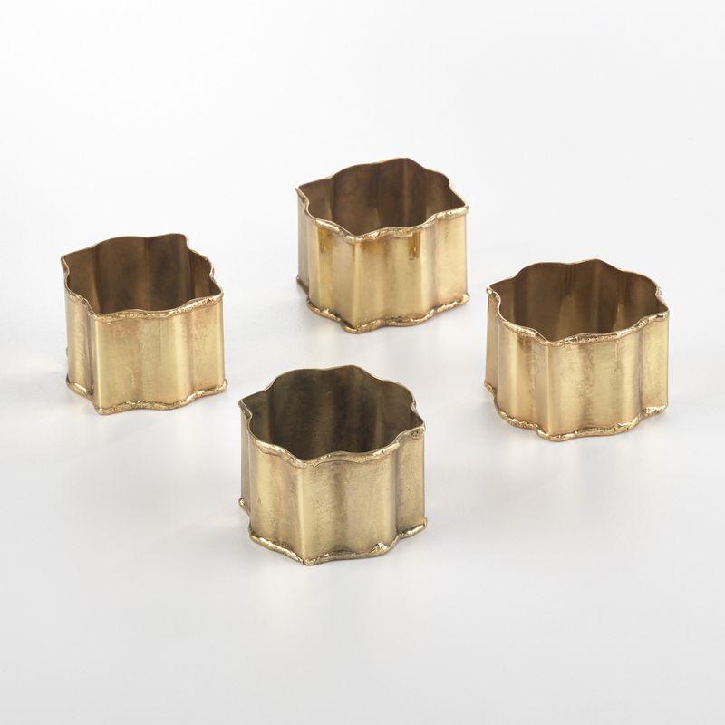 Gold Classic Round Design Napkin Rings Set of 4