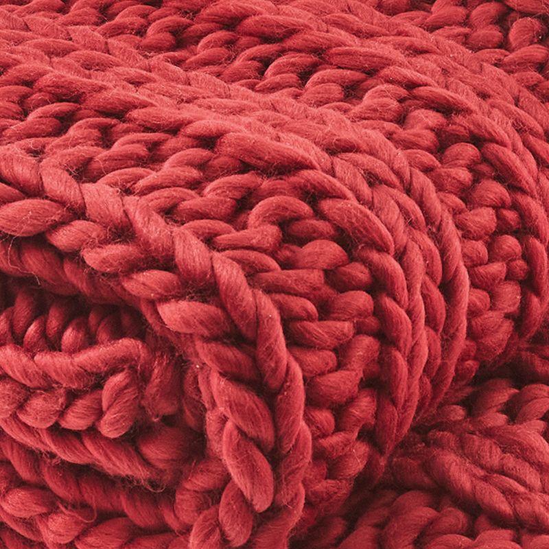 Garnet Chunky Ribbed Knit Cotton Throw Blanket