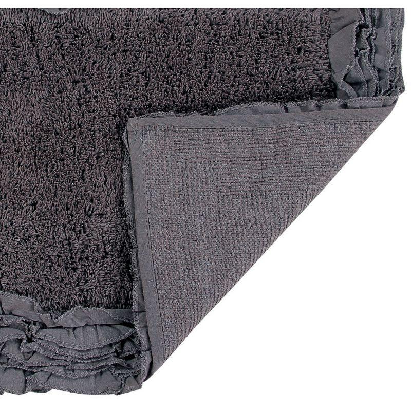 Better Trends Shaggy Boader 100% Cotton Tufted Non- Slip Backing Bath Rug 20" x 60" Runner - Gray