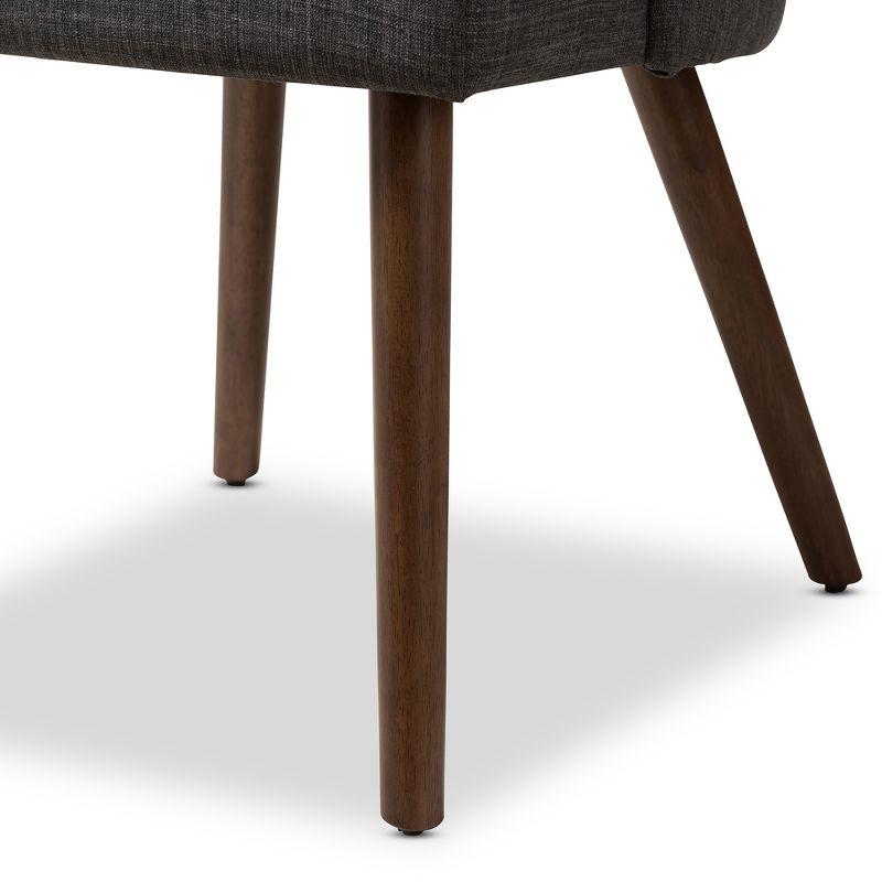 Set of 2 Cody Mid Century Modern Dining Chairs - Baxton Studio: Walnut, Fabric Seat, Foam-Padded, Retro Look
